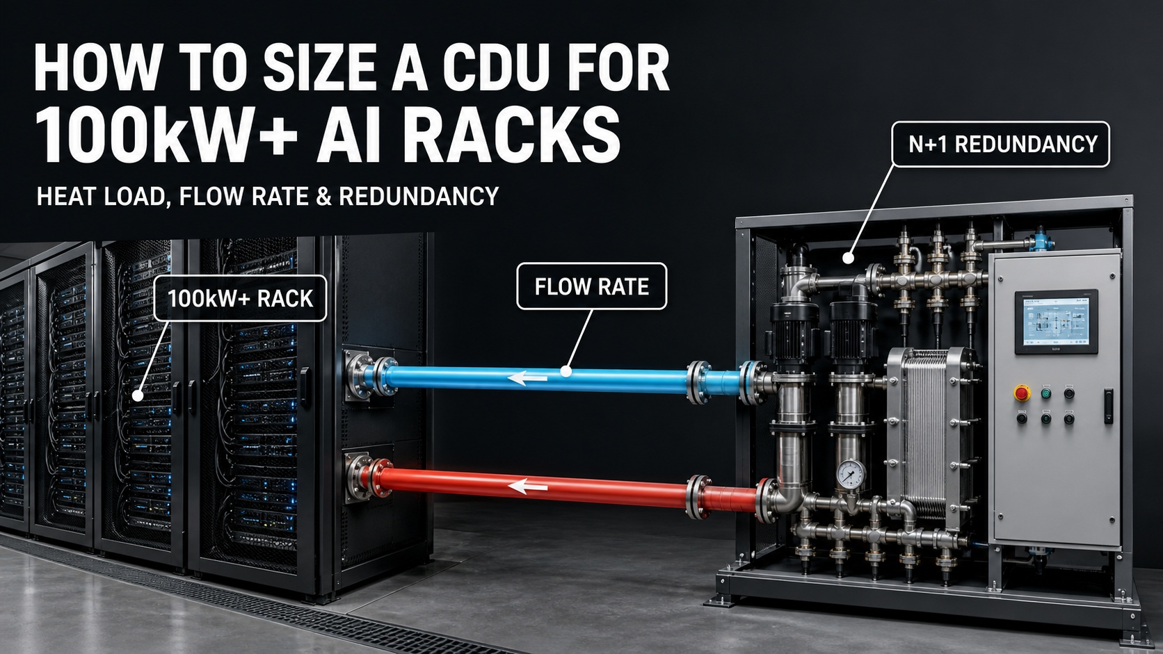 How to Size a CDU for 100kW+ AI Racks: Heat Load, Flow Rate, and Redundancy
